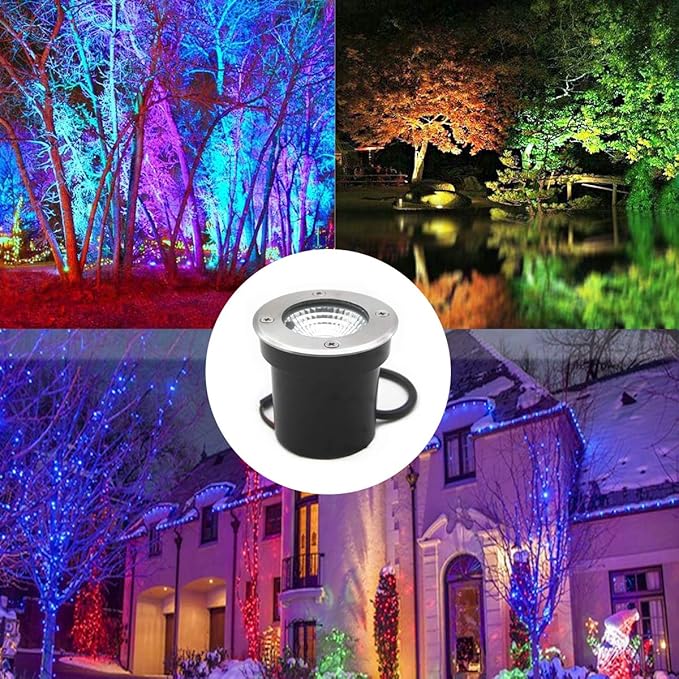 4 Pack 3w 12v Low Voltage In-ground Lights LED Landscape Light Waterproof IP67 Pathway Lights Outdoor spotlights Trees Flags for Garden,Yard,Tree (RGB)