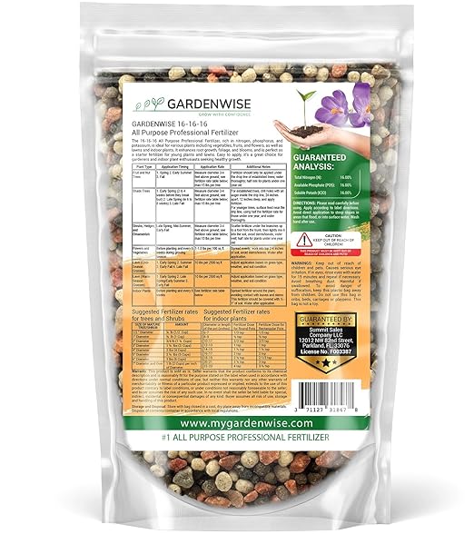 16-16-16 All Purpose Professional Fertilizer - Lawn, Flower, Tree, Shrub & Vegetable Garden Fertilizer (1 Quart)