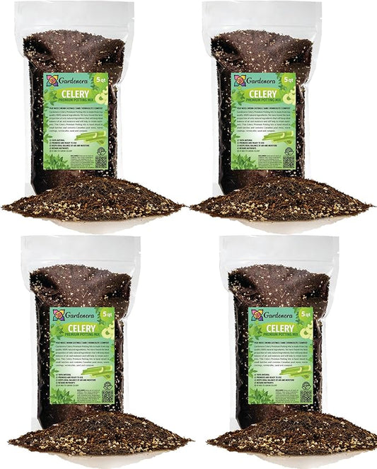 Premium Celery Potting Soil Mix - Optimal Nutrient-Rich Blend for Thriving and Crisp Celery Plants - 20 Quart