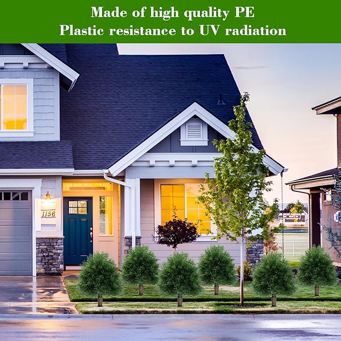 20" Artificial Cedar Topiary Ball Trees with Ground Spike, 2 Pack UV Resistant Artificial Shrubs, Fake Evergreen Artificial Plant Brush for Indoor Outdoor Front Porch Garden