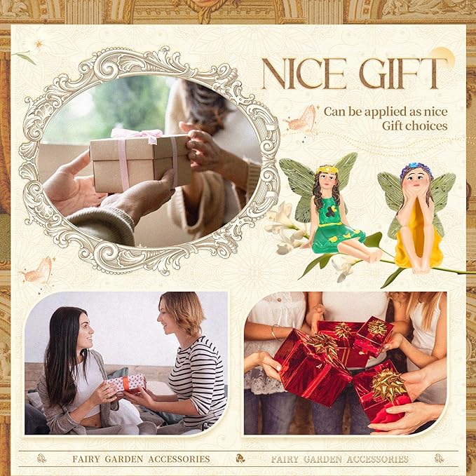 Bucherry 12 Pieces Garden Mini Fairies Figurines Miniature Fairy Sculpture Decoration Tiny Garden Accessories for Home Outdoor Yard Lawn Flower Pot Decor(Bright)