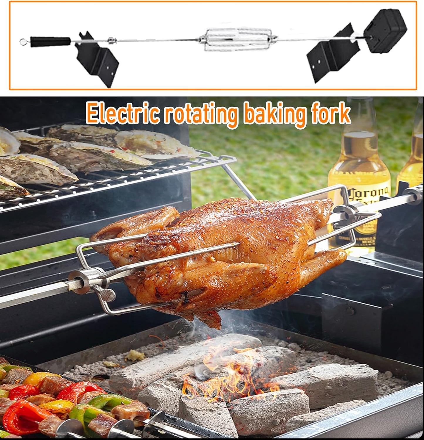 Built In Charcoal Grill, BBQ Grill with Oversize Cooking Area, Outdoor Cooking Grill with Charcoal Trays for Outdoor Backyard Camping Picnics, Patio and Parties