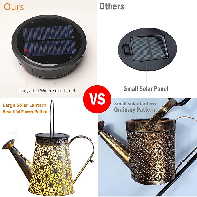 Solar Watering Can Lights, Large Retro Metal Hanging Solar Lights Outdoor Waterproof, Gardening Gifts for Mom Grandma Women Birthday, Garden Decor Yard Light Outside for Porch Landscape Patio