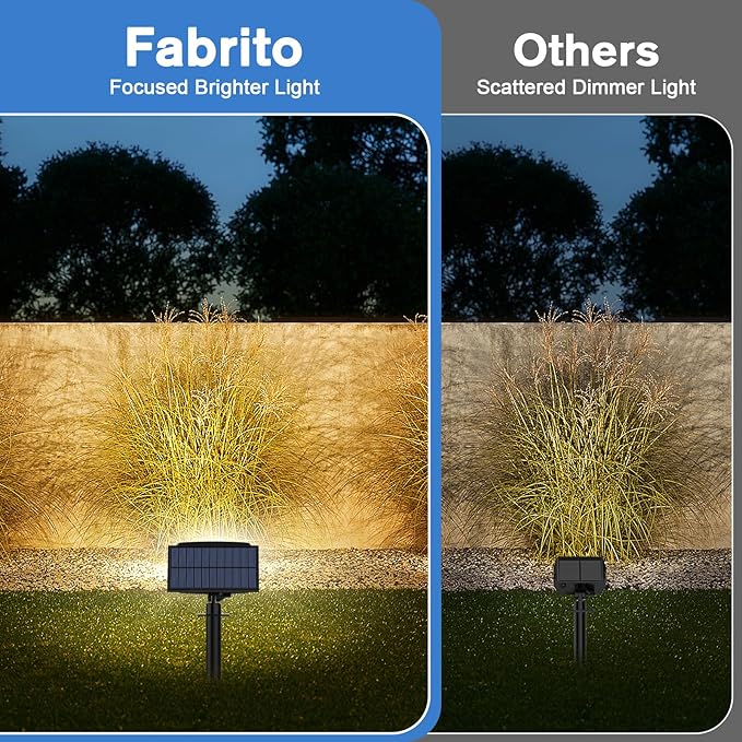 Fabrito Solar Spot Lights Outdoor 136 LEDs, Large Area Lighting Solar Lights Outdoor, 2 Pack IP65 Waterproof Landscape Spotlights Auto On/Off for Yard, Garden, Pathway, Plants,Tree (Warm White)