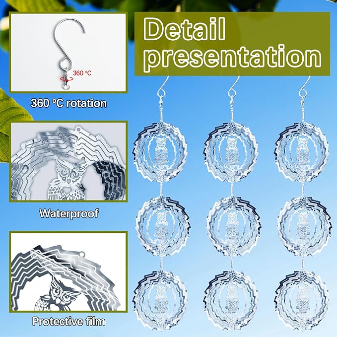 12 PCS Stainless Steel Bird deterrents for Outside,3D Bird Scarer Discs Set Pigeon Deterrent,Bird reflectors to Keep Birds Away Woodpecker Deterrent for House,Crow Deterrent