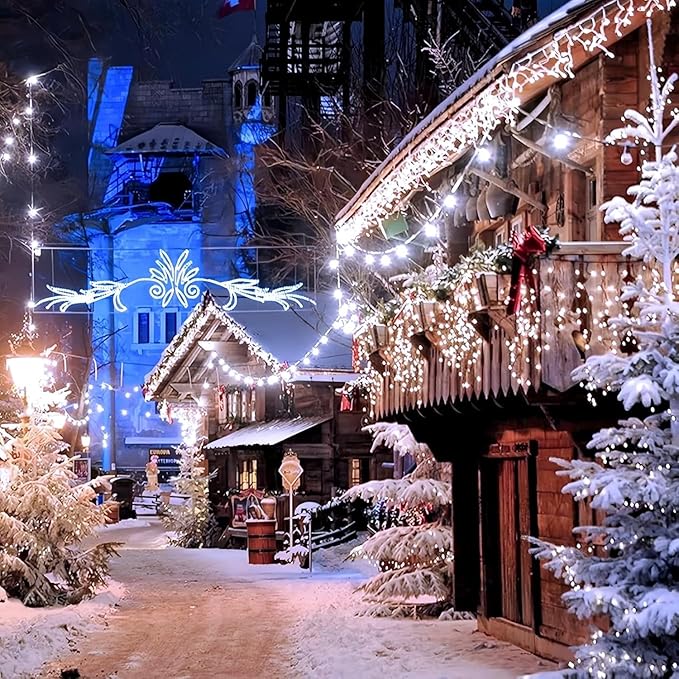 6 Pack 600 LED Solar String Lights for Outside, Solar Christmas Lights Outdoor Waterproof, Green Wire Twinkle Light with 8 Lighting Modes for Xmas Tree Wedding Party Garden Decorations (Cool White)