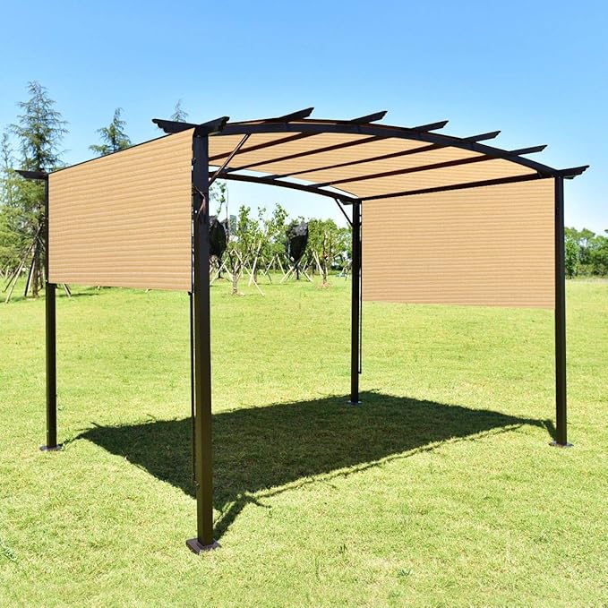 Eden's Decor Straight Flat-Edged Sun Shade Sail Rectangular 11' x 18' Beige UV-Blocking Outdoor Canopy Fabric Cloth Awning for Pergola Patio Garden Backyard Custom Size