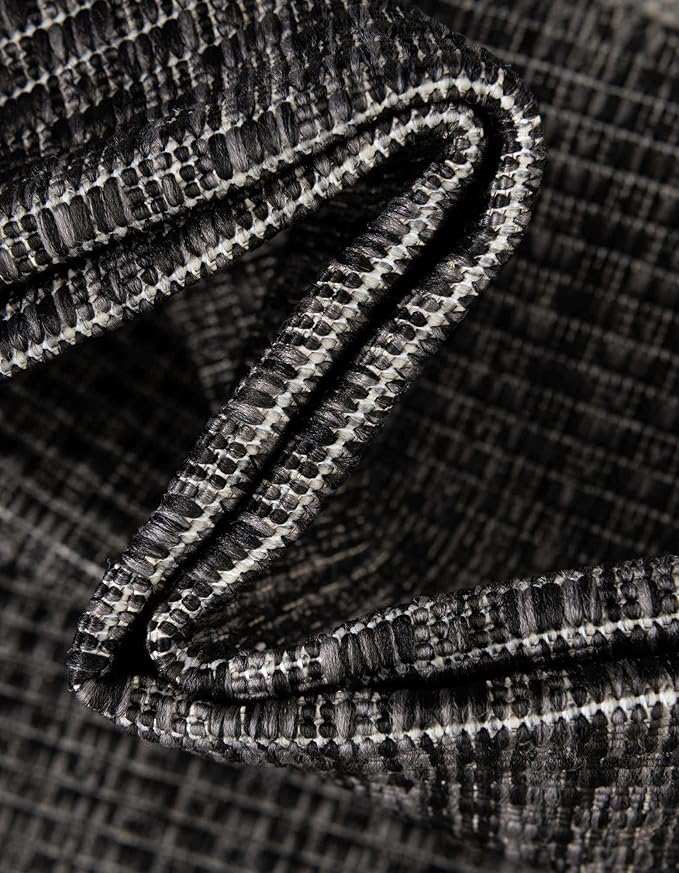 Unique Loom Outdoor Border Collection Area Rug - Soft Border (13' Square Black/Ivory)