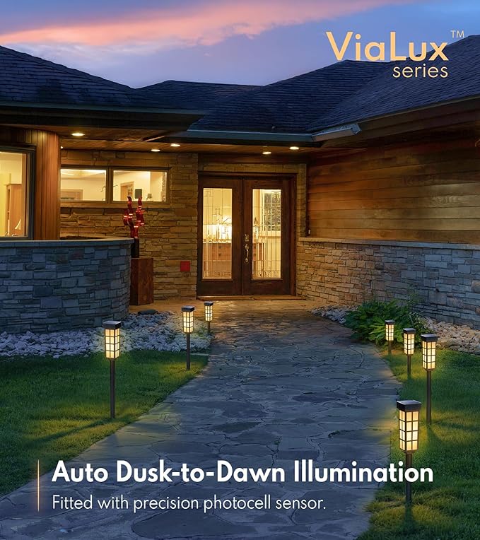 8 Pack Solar Pathway Lights, LED Solar Lights Outdoor, IP65 Waterproof Outdoor Solar Lights for Yard, Auto On/Off Solar Walkway Lights Outdoor, Landscape Lighting for Patio, Driveway Decor, Frosted