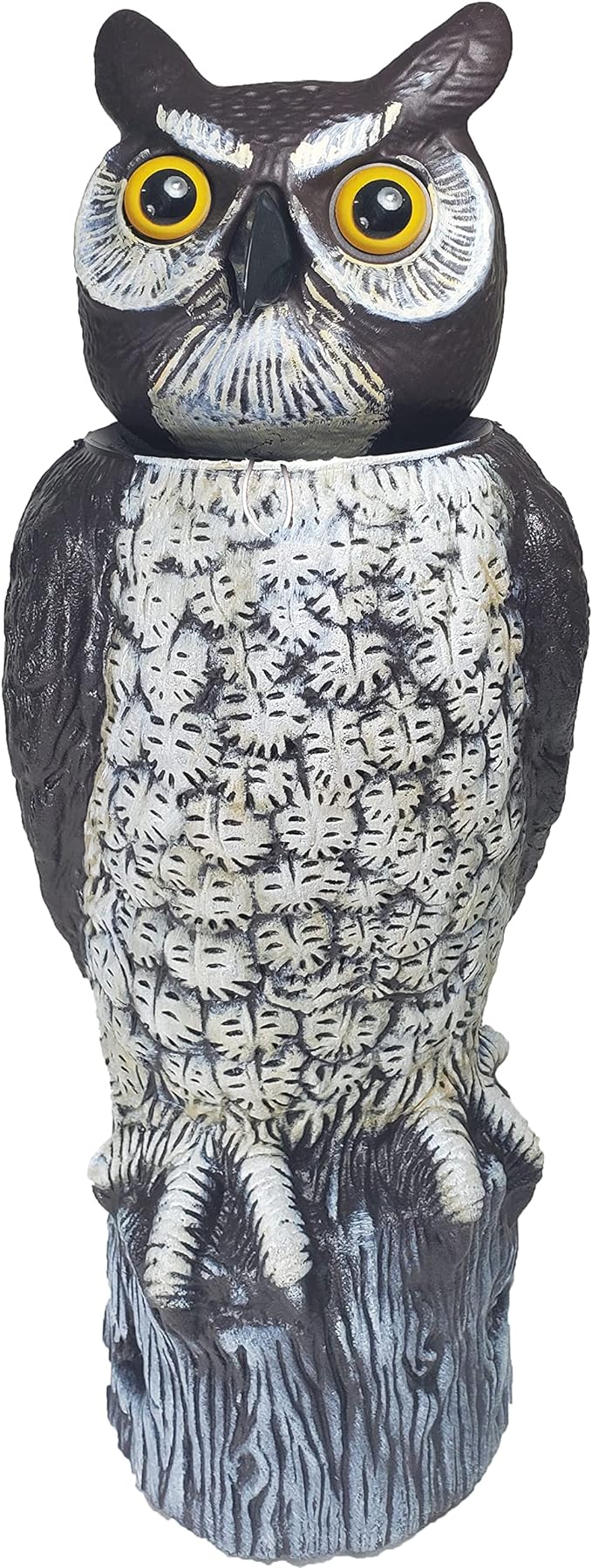 Dalen SOL-R Action Solar Fake Owl Decoy to Scare Birds Away from Gardens, Rooftops, and Patios - Safe and Humane, 18" 360º Rotating Head