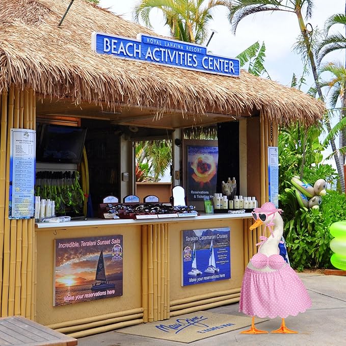 Bikini Goose Outfit Lawn Goose Clothing Porch Goose Outfits Summer Yard Goose Outfits Hawaiian Luau Goose Outfit for 23'' Lawn Goose Outdoor Decoration (Pink)