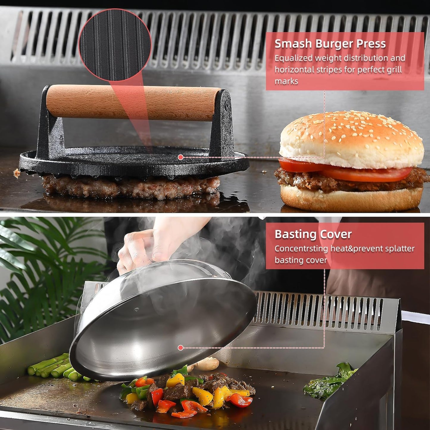 Griddle Accessories Kit, 28 Pcs Flat Top Grill Accessories Set for Blackstone, Professional Grill BBQ Spatula Set with Basting Cover, Spatula, Scraper, Bottle, Tongs, Egg Ring