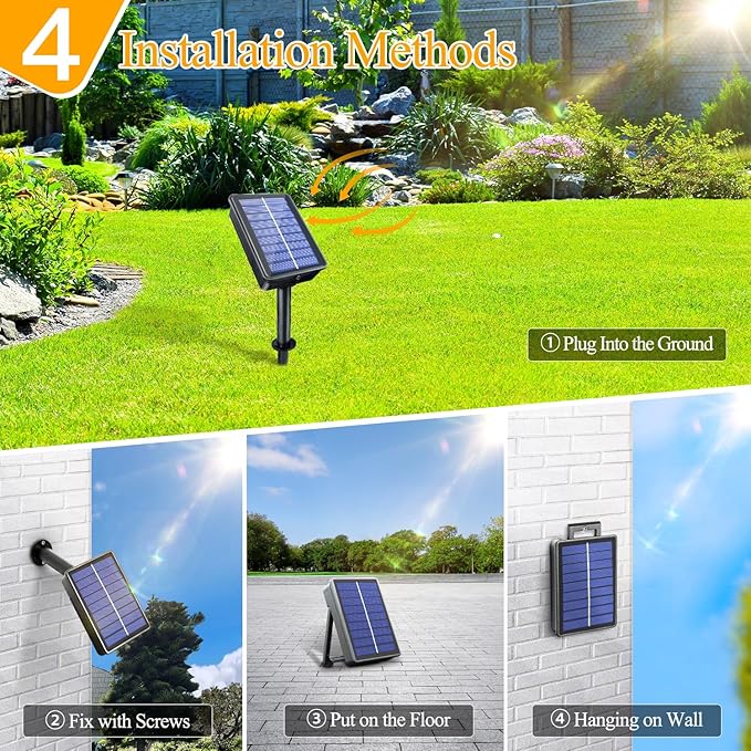 Ollny Solar String Lights Outdoor, 66FT 200LED Solar Fairy Lights with 8 Modes, IP67 Waterproof for Outside Yard Garden Patio Camping Party, Multicolor