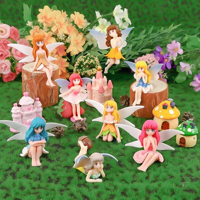 6 Pcs Garden Accessories Miniatures Fairies - Fairy Figurine Miniatures Micro Landscape Ornaments for Home Garden Cute Tiny Collectible Statues
