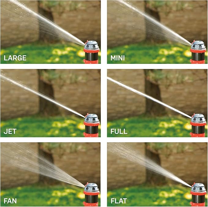 Eden Metal Adjustable 6-Pattern Mobile Rotary Gear Drive Garden Sprinkler Bundle with Flexzilla Garden Hose