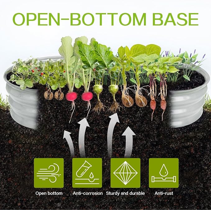 Gardmax 2 Pack Galvanized Raised Garden Bed, Lightweight Planter Boxes Outdoor with Easy Assembly, Large Garden Bed for Vegetables, Fruits, Flower Silver