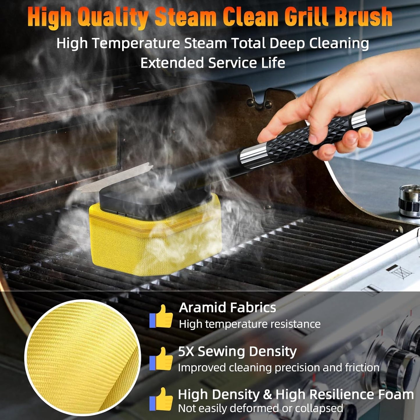 Bristle-Free Steam Cleaning Grill Brush, Safe for All Grill Griddle, Heat-Resistant Head, BBQ Grilling Gift for Men