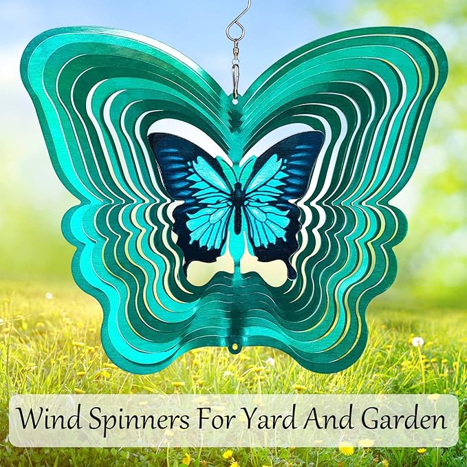 Butterfly Wind Spinners for Yard and Garden, Metal Butterfly Ornaments for Garden Décor, Outdoor Wind Spinner, Butterfly Gifts, Outdoor Garden Decoration, 12 inch Butterfly Wall Décor by ISEO