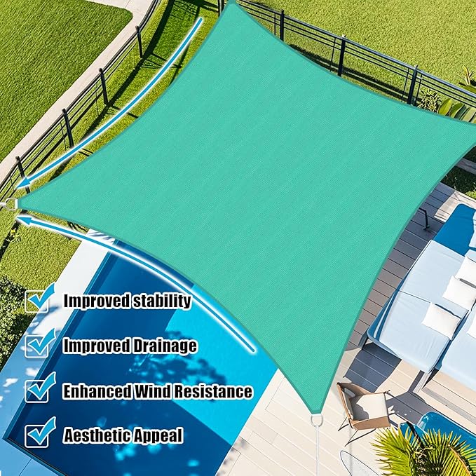 Amagenix Sun Shade Sail 4'X6' Curved Edge Outdoor Shade Canopy Turquoise Breathable 95% UV Block Shade Cloth for Patio Garden Backyard (We Make Custom Size)
