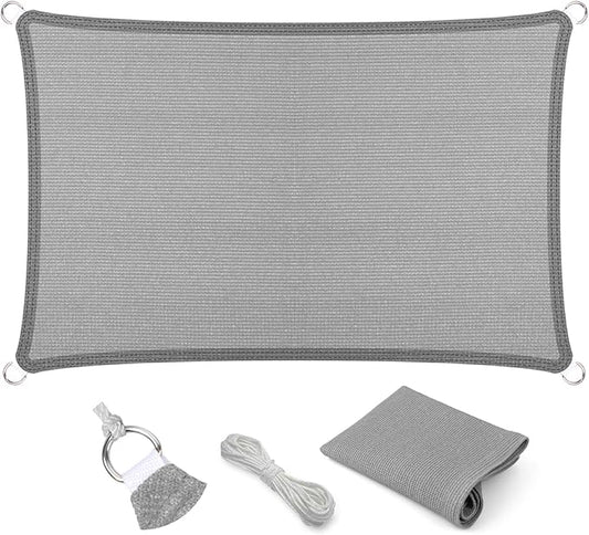 Eden's Decor Straight Flat-Edged Sun Shade Sail Rectangular 5' x 17' Grey UV-Blocking Outdoor Canopy Fabric Cloth Awning for Pergola Patio Garden Backyard Custom Size