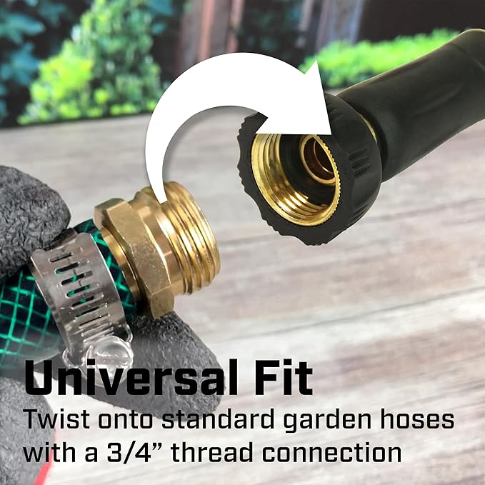 Chapin 6-9472: High Pressure 3.5-inch Brass Twist Hose Nozzle, Heavy-Duty Adjustable Garden Hose Nozzle, Gardening, Watering and Irrigation, Outdoor Cleaning, Black