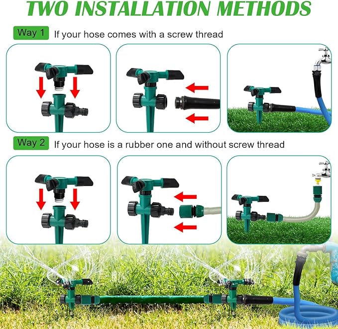 2 Pack Sprinklers for Yard, 360Rotating Lawn Sprinkler, Sprinklers for Yard Large Area, Lawn Sprinklers, Powerful and Even Watering for Lawns, Gardens and Kids