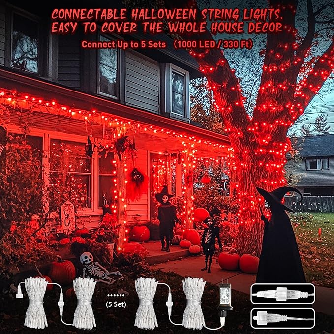 JMEXSUSS Red Christmas Lights Clear Wire, 66ft 200 LED Red Christmas String Lights Outdoor Indoor Plug in, 8 Modes Red String Twinkle Fairy Lights for Room Party Tree Decorations
