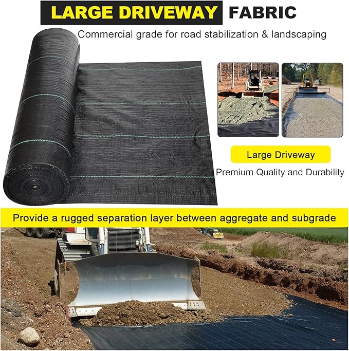 Driveway Fabric, 3x300 ft Road Fabric Commercial Weed Barrier Fabric, Landscape Fabric Heavy Duty 4OZ French Drain Fabric for Erosion Control,Landscape Fabric,Weed Barrier,Construction Projects