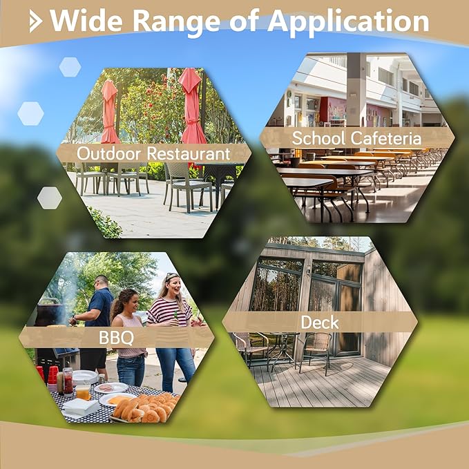 72'' Steel Rectangular Picnic Table for Outdoors, Expanded, Lifetime Picnic Table with Umbrella Hole, Heavy Duty Sturdy Commercial Picnic Tables for Garden Courtyard BBQ, Orange