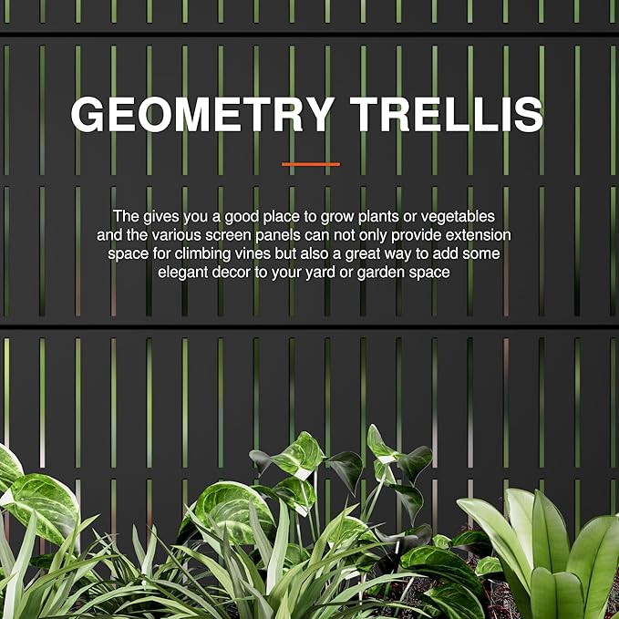 Casaphoria Metal Raised Garden Bed with Trellis and Wheels, 47"x47"x16" Planter Box for Climbing Plants, Vegetables & Vines, Features Drainage Holes and Privacy Screen (Black-Fence)