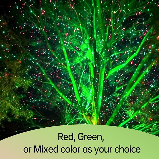 Christmas Projector Lights Outdoor, Motion Laser Star Shower, Bliss Lights with Remote Control, Waterproof, Firefly Decor for Tree Yard Garden Home, Red Green Holiday Party Landscape Decoration (RG)