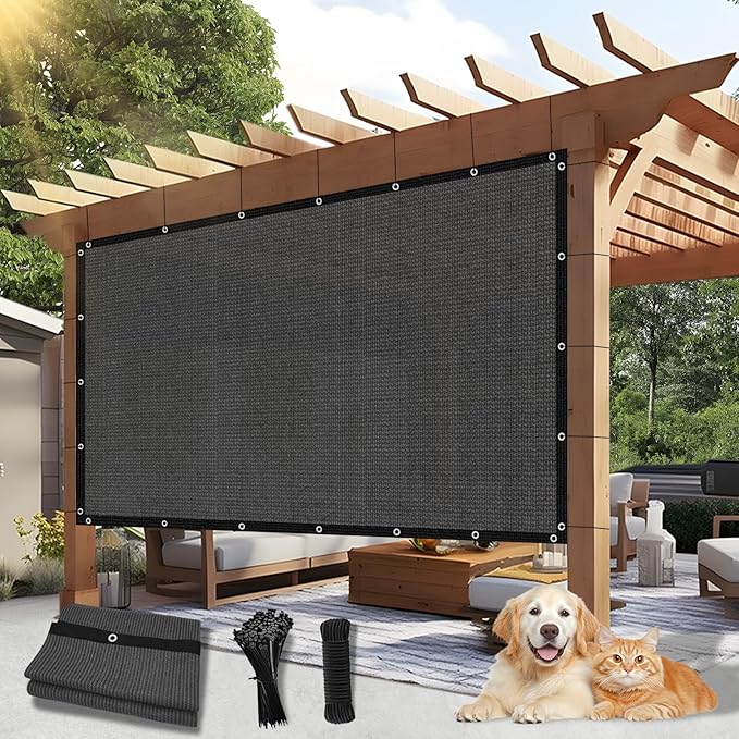 Outdoor 90% Sun Shade Cloth with Grommets, 6 X 22 FT Pergola Shade Cover for Garden Patio Carport Kennel Swimming Pool, Dark Grey (We Make Custom Size)