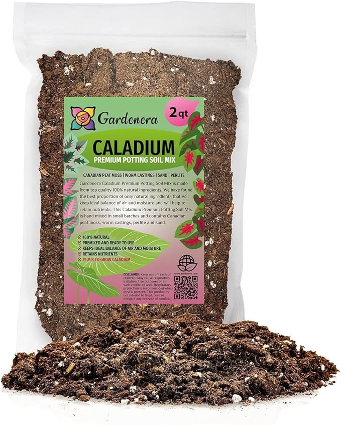 Elevate Your Space with Gardenera's Organic Potting Mix - Tailored for Thriving Caladium Plants and Captivating Leaves - 2 Quart, MAIN-CALADIUM-2QT