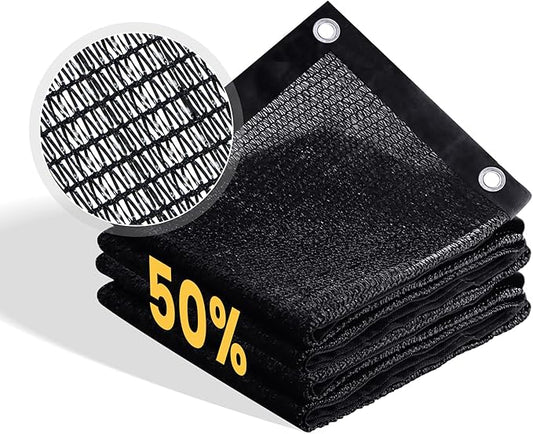 VICLLAX 50% Shade Cloth, 6x16FT Durable Black Mesh Trap with Every 3 FT Grommet, Sun Shade Fabric Netting for for Plants Cover, Greenhouse, Chicken Coop, Barn Kennel, Garden Patio
