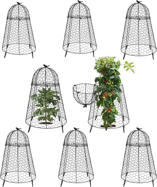 Plant Protector Chicken Wire Cloche 8 PCS, Plant Protectors from Animals, 18.7×12 Inch Large Garden Cloches for Plants, Sturdy 2-in-1 Cloche Dome for Plants, Plant Protectors for Easy Pruning