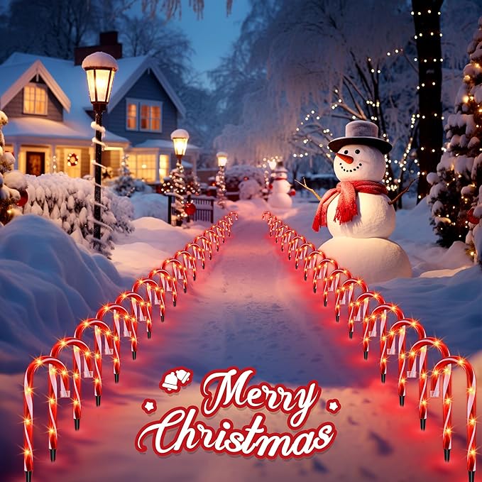 Christmas Candy Cane Lights, Candy Cane Lights Christmas Decorations Outdoor for Yard,Garden(10Inch), 10Pack