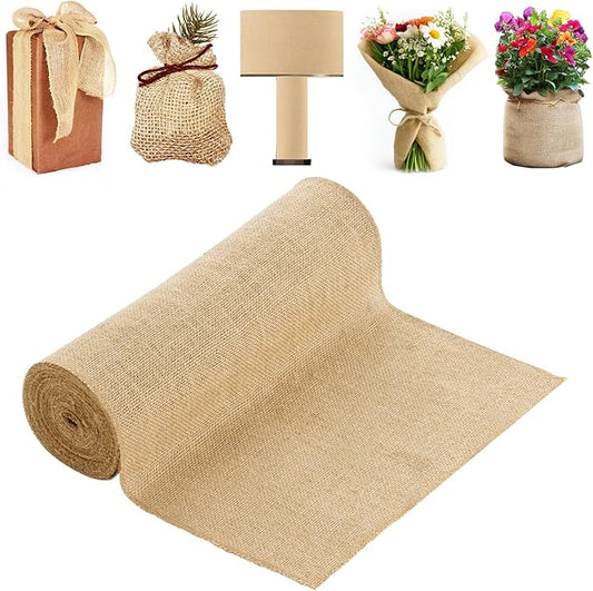 VEVOR Burlap Fabric Roll, 14” x 30 ft High Density Natural Jute Fiber Material for Outdoor Plant Care, Tree Wrap Roll, Decor, DIY Crafts, Wedding, Garden Weed Barrier, Plants & Trees Winter Covering
