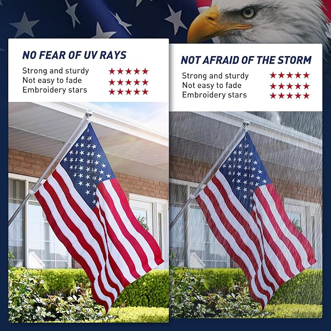 American Flag 4x6 Outdoor, 4x6 Flags Outside, All Weather US Flags with Embroidered Stars Sewn Stripes Brass Grommets, Vivid Color, Nylon USA Flag for Outdoor Indoor (4 by 6 Foot)