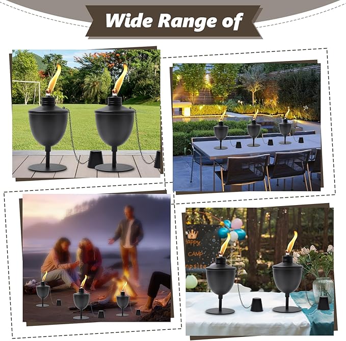 6 Pack Upgraded Tabletop Torches,14 oz Citronella Torches for Outside, Refillable Outdoor Flame Torch Light, Comes with Wicks,Covers and Funnel, Ideal for Parties, Garden Decor, DIY