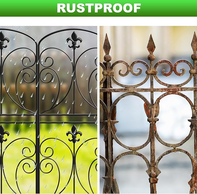 Skcoipsra Decorative Garden Fence 15 Pack, 37.5in(H) x 16ft(L) Animal Barrier Fence, Rustproof Metal Fencing for Yard, Dog Rabbits Wire Section Garden Edging Border for Yard Patio Garden, Arched