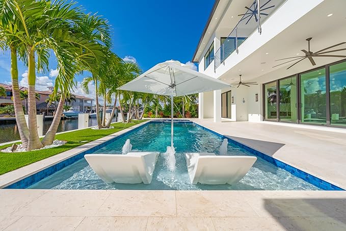 Aqua Outdoors Pool Chaise Lounge Chairs for Ledge & Shelf, Water-Weighted Pool Lounger for Depths Up to 9”, No Screw Plugs & Tools Needed, Classic White Ledge Lounger, Set of 1