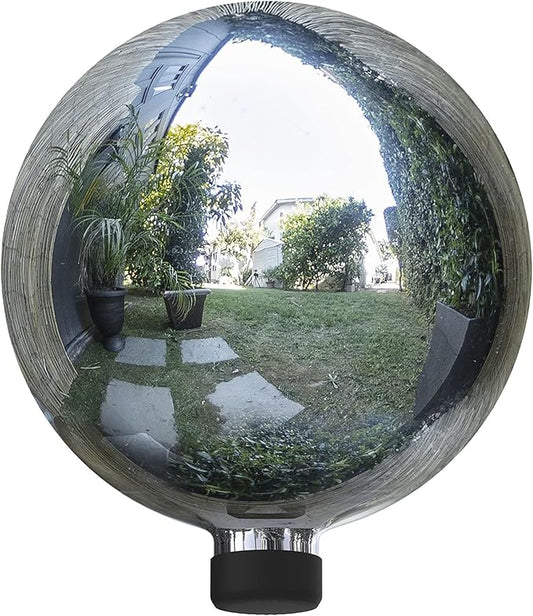 Alpine Corporation 10" Diameter Indoor/Outdoor Glass Gazing Globe Yard Decoration, Silver