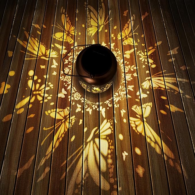 Gifts for Mothers Day Women Mom Grandma Solar Lantern Outdoor Waterproof Butterfly Garden Decor Hanging Solar Lights Yard Decorations Outdoor, Birthday Gifts for Mom, Backyard, Patio, Porch