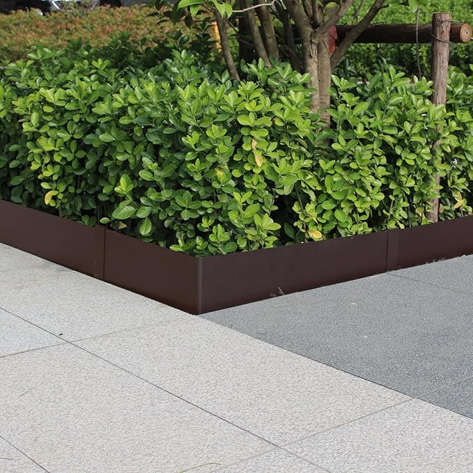 40" L x 8" H Metal Landscape Edging, Heavy Duty Galvanized Steel Garden Edging,6 Pack Steel Landscape Edging with Clips for Lawn, Flower Bed, Yard (Brown)