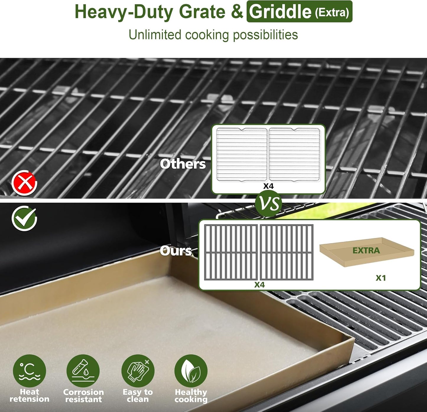 Brand-Man Propane Gas and Charcoal Grill Combo,Grill and Griddle Combo Dual Fuel BBQ Grill with Dual Lids for Outdoor Barbecue, Black