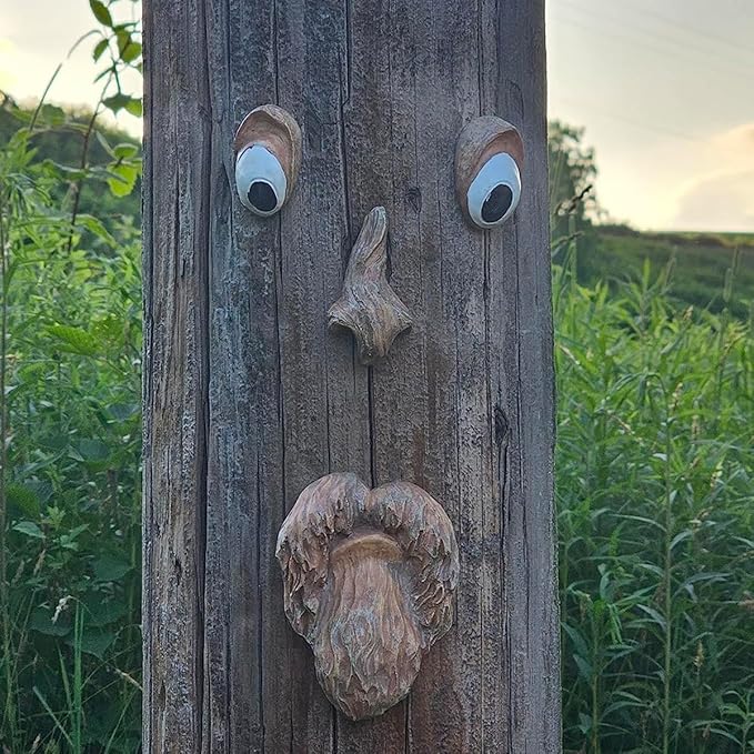 2 Pack Tree Faces Decor Outdoor, Tree Face Outdoor Statues Old Man Tree Hugger Bark Ghost Yard Art Garden Decoration, Tree Decorations Outdoor for Halloween Easter Garden Creative Props