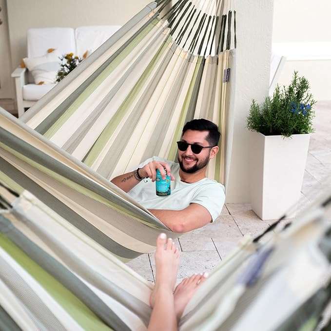 LA SIESTA® - XL King Domingo Hammock Swing Chair & CasaMount - Weather & Tear Resistant Hanging Chair - Outdoor Indoor Hammock Chair w/Suspension Kit for Walls Ceilings Square Beams - Cedar
