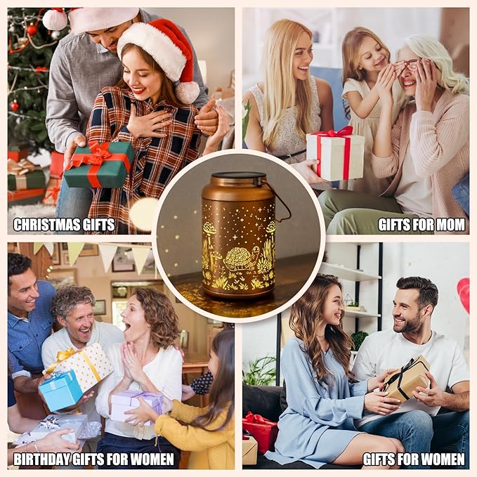 2 Pack Turtle Solar Lanterns Outdoor Waterproof - Hanging Turtle Solar Lights Garden Decor, Birthday Gifts for Women, Mom, Mothers Day Gifts, Outdoor Decor for Patio, Yard