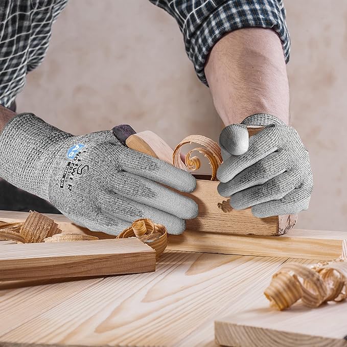 240 Pairs ANSI A5 Cut Resistant Work Gloves, Cut Proof Gloves with PU Coating, Used for Metal Fabrication, WoodWorking, Construction, Non Slip, Durable, S, CR3088