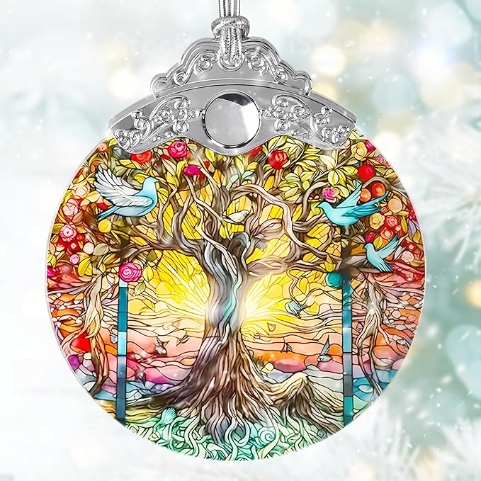 Tree of Life Suncatcher, Jocidea Stained Glass Hanging Decor, Tree of Life Christmas Ornament, Scene Decor, Room Decor, Home Decor, Holiday Party Decor, Christmas Decor
